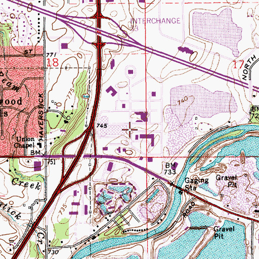 Topographic Map of Fashion Mall Shopping Center, IN
