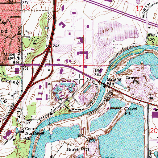 Topographic Map of Keystone Shoppes Shopping Center, IN