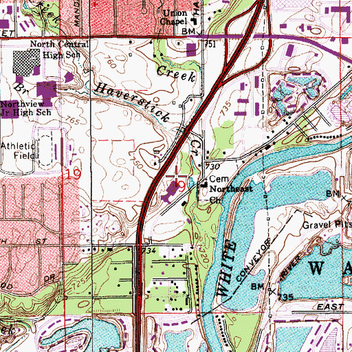 Topographic Map of Haverstick Office Park, IN