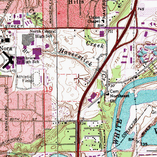 Topographic Map of Woodfield Office Park, IN