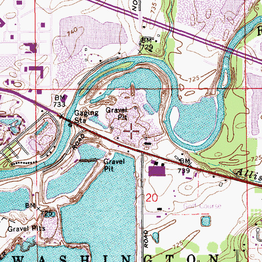 Topographic Map of Clearwater Crossings Shopping Center, IN