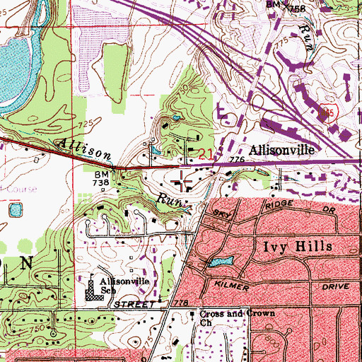 Topographic Map of Clearwater Springs Shopping Center, IN