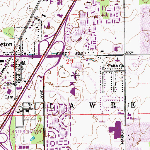Topographic Map of Fairbanks Hospital, IN