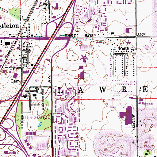 Topographic Map of Community Hospital North, IN