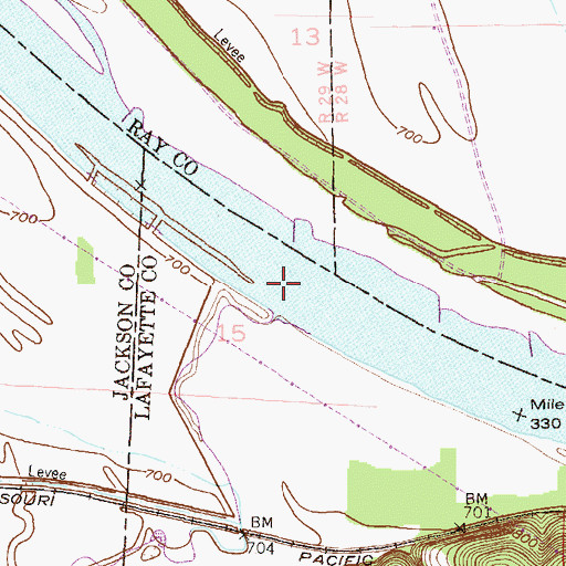 Topographic Map of Napolean Bend, MO