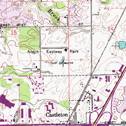 Topographic Map of Sahm Golf Course, IN