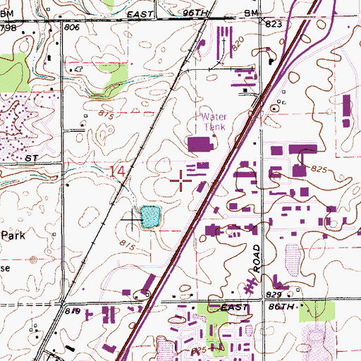 Topographic Map of Castleton Technical Center, IN