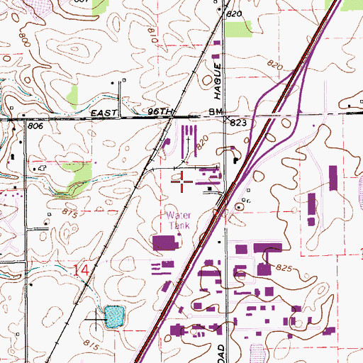 Topographic Map of Castleton Business Park, IN