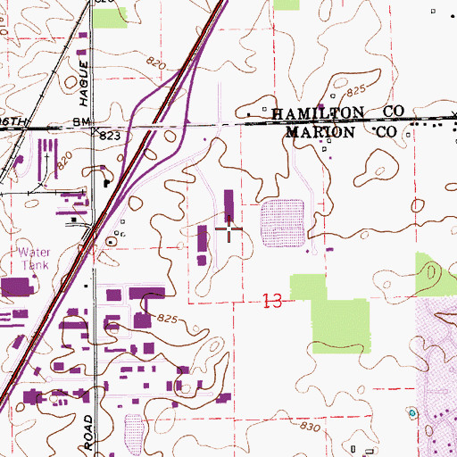 Topographic Map of Fairfield Commerce Industrial Park, IN