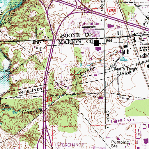 Topographic Map of Dow Venture Center, IN