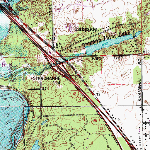 Topographic Map of Pike Township Fire Department Station 62, IN