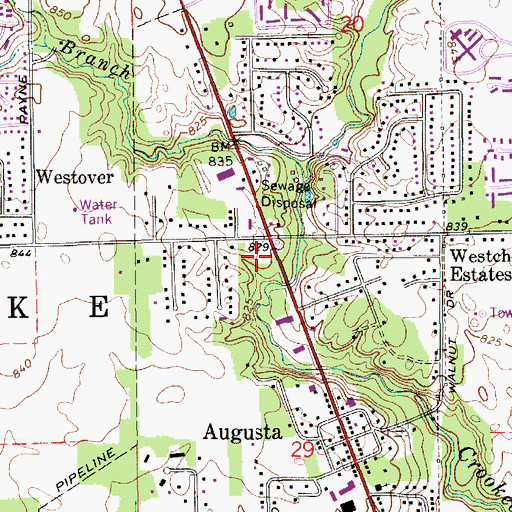 Topographic Map of Crooked Creek Shopping Center, IN