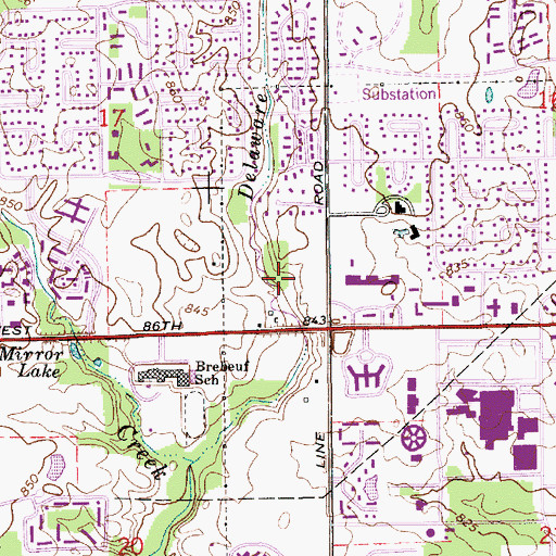 Topographic Map of Willow Lake Shopping Center, IN