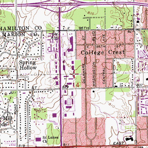 Topographic Map of Meridian Square Business Park, IN