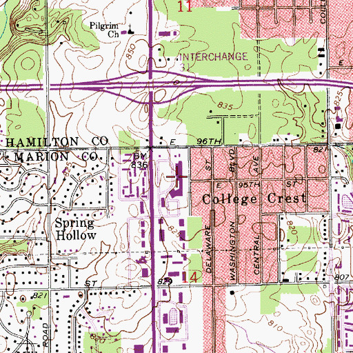 Topographic Map of Meridian North Shopping Center, IN