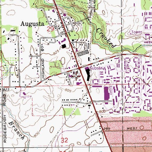 Topographic Map of Plaza 71 Shopping Center, IN