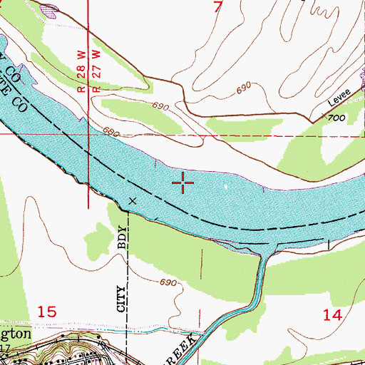 Topographic Map of Sni Bend, MO