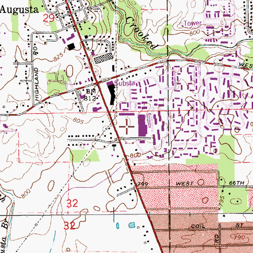 Topographic Map of West Lane Shopping Center, IN