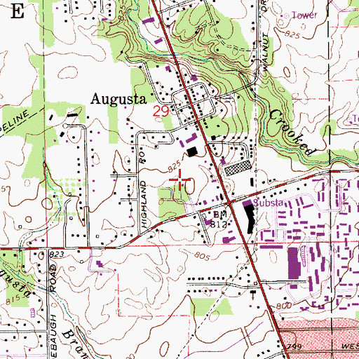 Topographic Map of Crooked Creek Multi-Service Center, IN