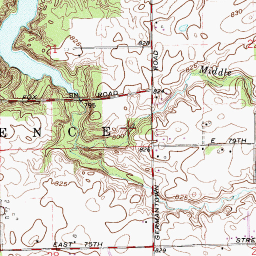 Topographic Map of Geist Shopping Center, IN