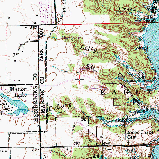 Topographic Map of Eagle Creek Golf Club, IN