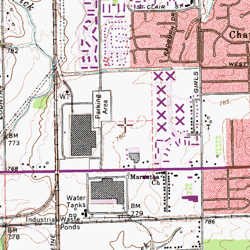 Topographic Map of Airport Tech Park, IN