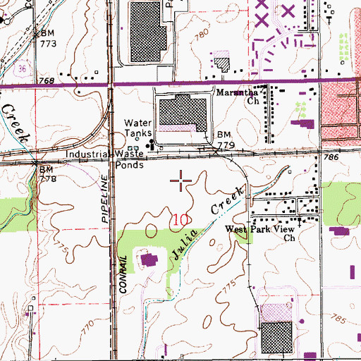 Topographic Map of Airport Industrial Park, IN