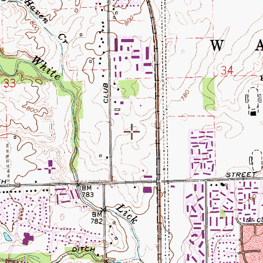 Topographic Map of Country Club Industrial Park, IN