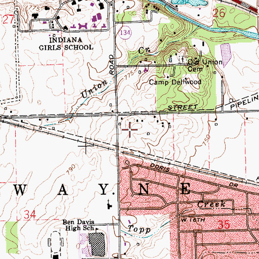 Topographic Map of Eagle Hill Driving Range, IN