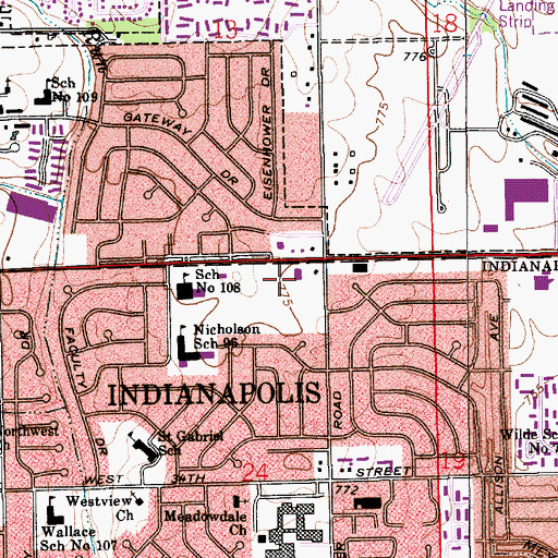 Topographic Map of Northwest Plaza Shopping Center, IN