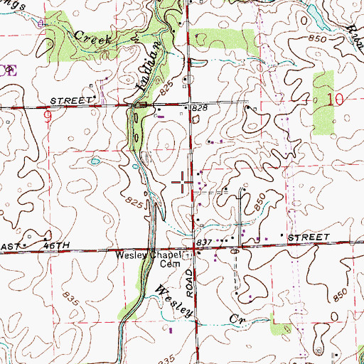 Topographic Map of Lawrence Fire Department Station 37, IN