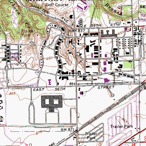 Topographic Map of Robert E Sterrett Senior Center, IN
