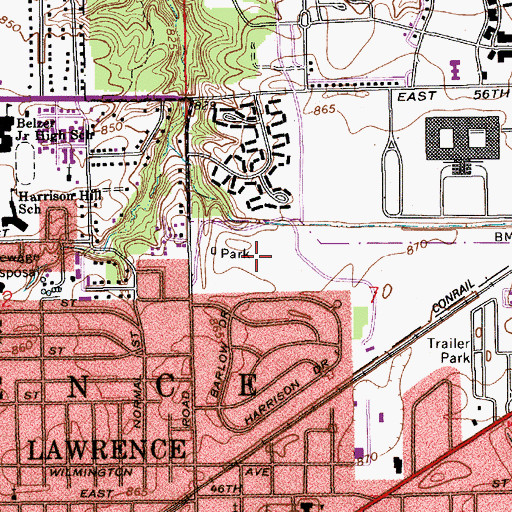 Topographic Map of Lawrence Community Park, IN