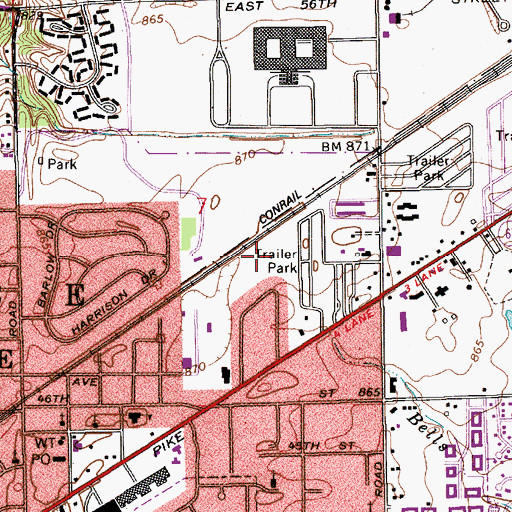 Topographic Map of Oren Alexander Memorial Park, IN