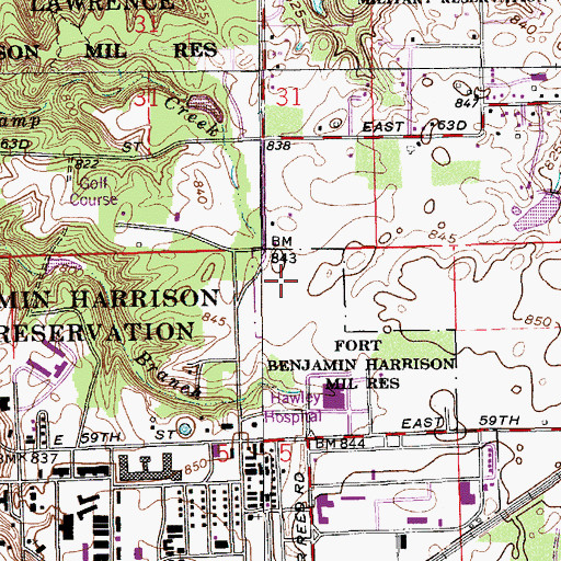 Topographic Map of Lee Road Park, IN