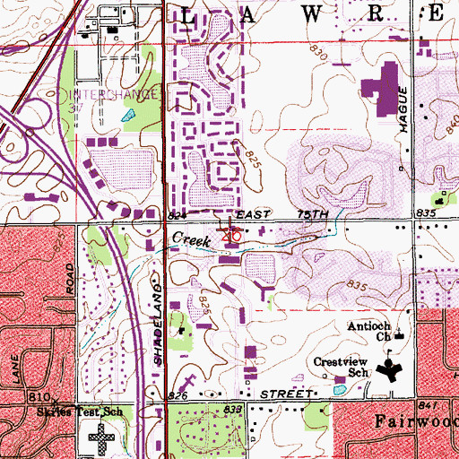 Topographic Map of Indianapolis Fire Department Station 17, IN