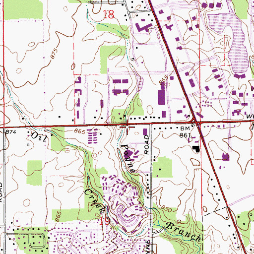 Topographic Map of Pike Township Fire Department Station 63, IN