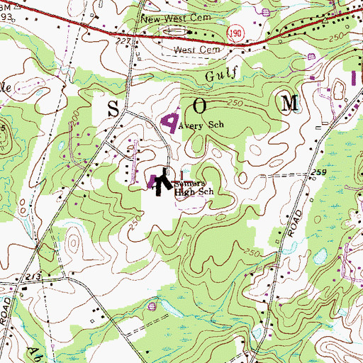 Topographic Map of Somers High School, CT