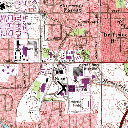 Topographic Map of Indianapolis Fire Department Station 6, IN