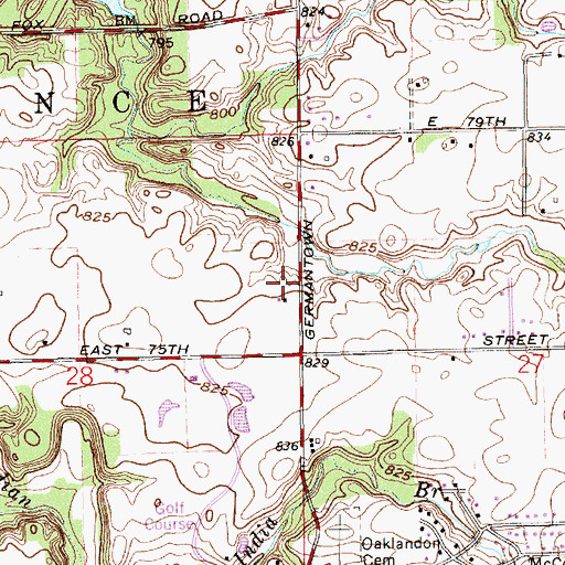 Topographic Map of Indianapolis Fire Department Station 36, IN