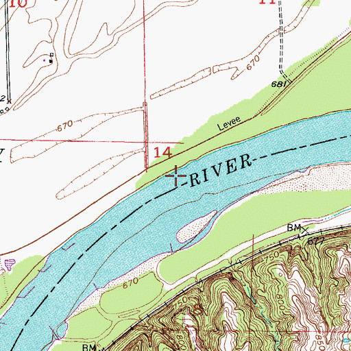 Topographic Map of Baltimore Bend, MO