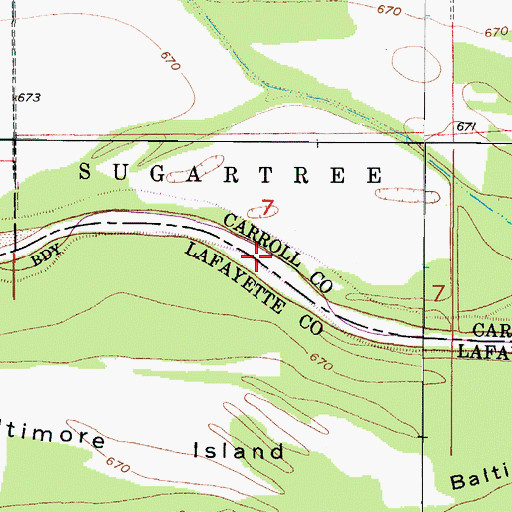 Topographic Map of Baltimore Island Chute, MO
