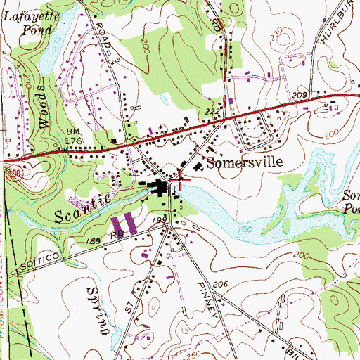 Topographic Map of Somersville, CT