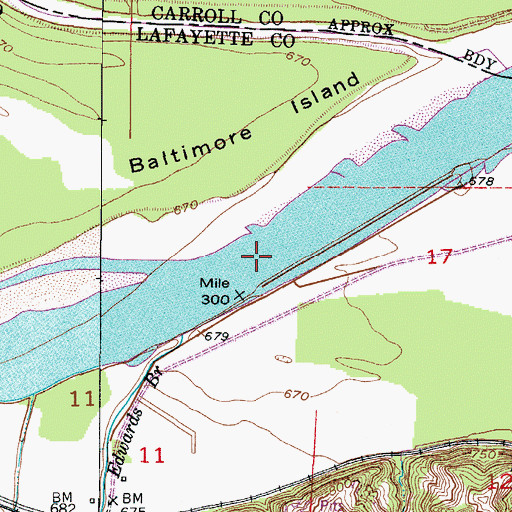 Topographic Map of Hodge Bend, MO