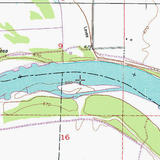Topographic Map of Moberly Bend, MO