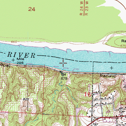Topographic Map of Waverly Bend, MO