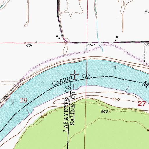 Topographic Map of Bakers Bend, MO