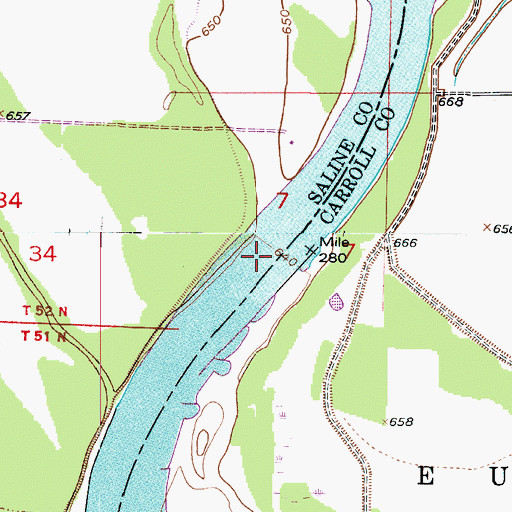 Topographic Map of Tamerlane Bend, MO