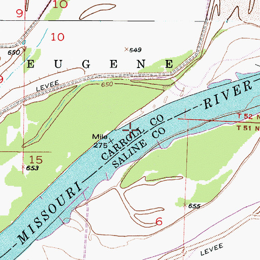 Topographic Map of Malta Bends, MO