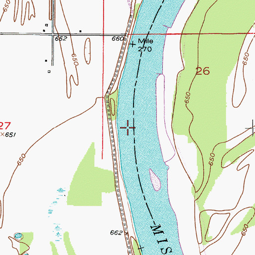 Topographic Map of Prunty Bend, MO